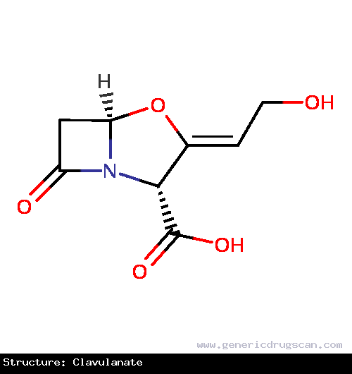 Generic Drug Clavulanate prescribed For use with Amoxicillin, clavulanic acid is suitable for the treatment of infections with <i>Staph. aureus</i> and <i>Bacteroides fragilis</i>, or...