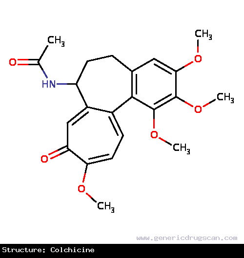 Generic Drug Colchicine prescribed For treatment and relief of pain in attacks of acute gouty arthritis.