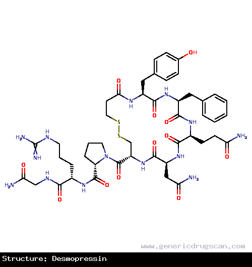 Generic Drug Desmopressin prescribed Oral formulations may be used to manage primary nocturnal enuresis in adults and vasopressin sensitive diabetes insipidus, and for control of tempo...