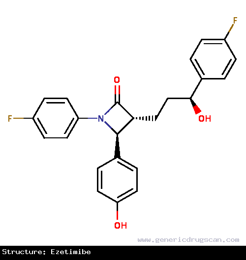 Generic Drug Ezetimibe prescribed For use as adjunctive therapy to diet for the reduction of elevated total-C, LDL-C, and Apo B in patients with primary (heterozygous familial and n...