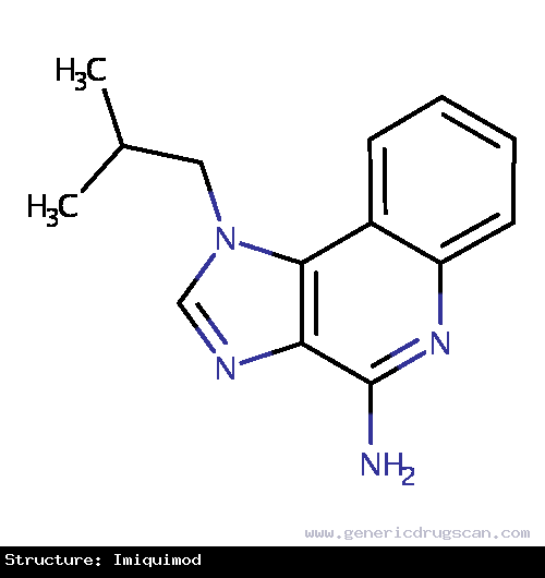 Generic Drug Imiquimod prescribed For the topical treatment of clinically typical, nonhyperkeratotic, nonhypertrophic actinic keratoses on the face or scalp in immunocompetent adult...