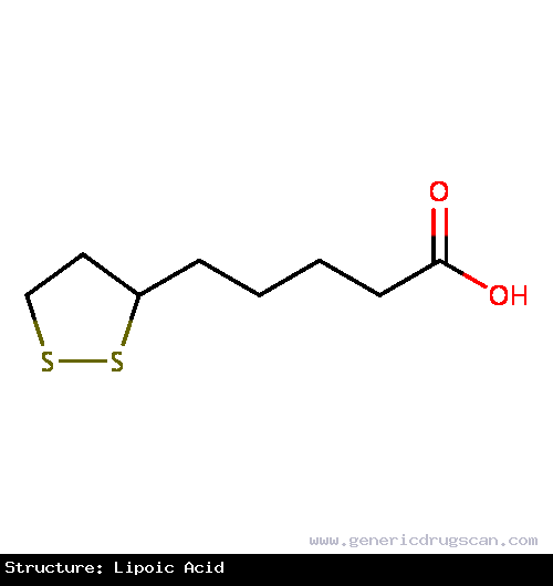 Generic Drug Lipoic Acid prescribed For nutritional supplementation, also for treating dietary shortage or imbalance.