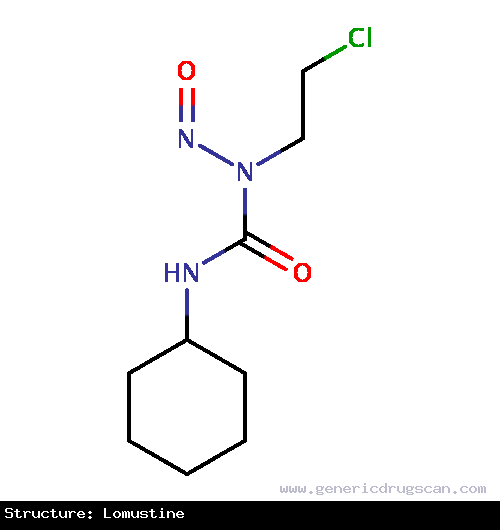 Generic Drug Lomustine prescribed For the treatment of primary and metastatic brain tumors as a component of combination chemotherapy in addition to appropriate surgical and/or radi...