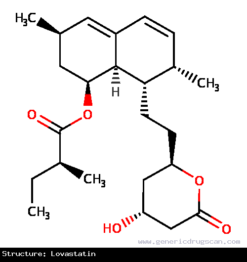 Generic Drug Lovastatin prescribed For management as an adjunct to diet to reduce elevated total-C, LDL-C, apo B, and TG levels in patients with primary hypercholesterolemia and mixe...