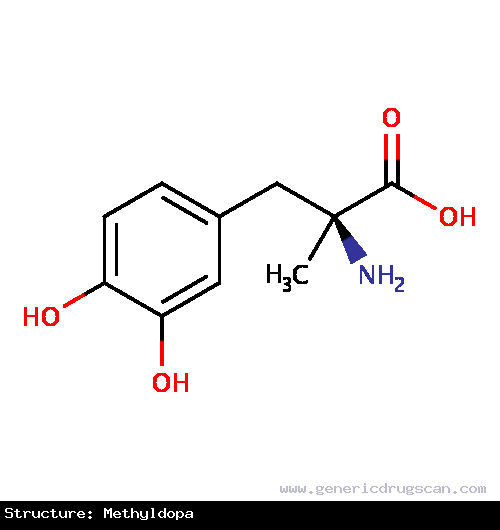 Generic Drug Methyldopa prescribed For use in the treatment of hypertension.