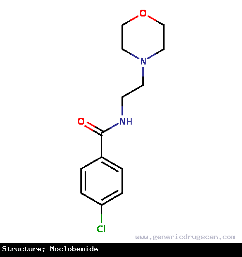 Generic Drug Moclobemide prescribed For the treatment of depression.