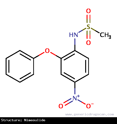 Generic Drug Nimesulide prescribed For the treatment of acute pain, the symptomatic treatment of osteoarthritis and primary dysmenorrhoea in adolescents and adults above 12 years old.