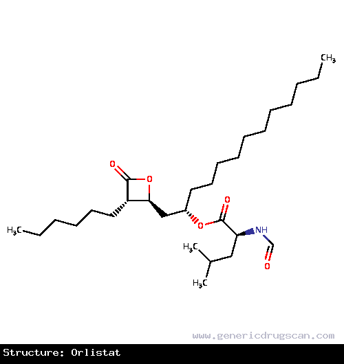 Generic Drug Orlistat prescribed For obesity management including weight loss and weight maintenance when used in conjunction with a reduced-calorie diet. Also used to reduce the r...