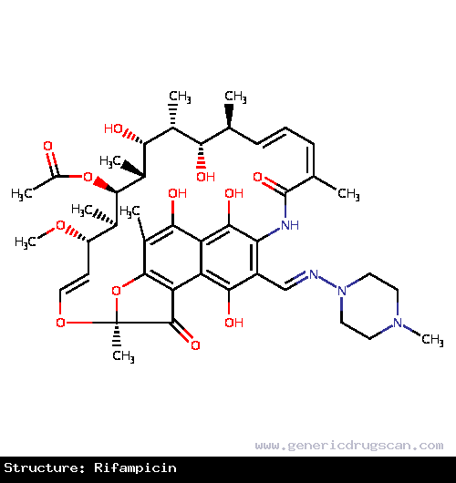 Generic Drug Rifampicin prescribed For the treatment of Tuberculosis and Tuberculosis-related mycobacterial infections.