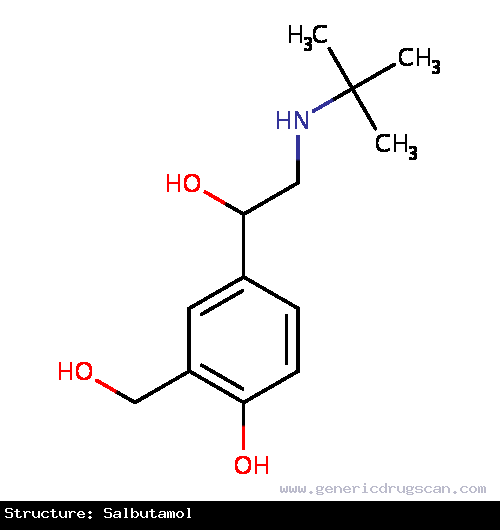 Generic Drug Salbutamol prescribed For symptomatic relief and prevention of bronchospasm due to bronchial asthma, chronic bronchitis, and other chronic bronchopulmonary disorders suc...