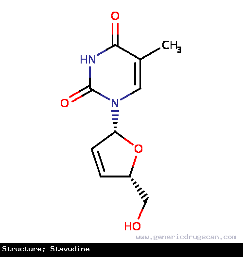 Generic Drug Stavudine prescribed For the treatment of human immunovirus (HIV) infections.