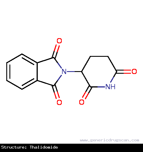 Generic Drug Thalidomide prescribed For the acute treatment of the cutaneous manifestations of moderate to severe erythema nodosum leprosum (ENL). Also for use as maintenance therapy ...