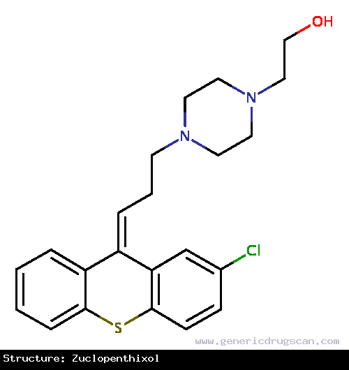 Generic Drug Zuclopenthixol prescribed Used in the management of acute psychoses such as mania or schizophrenia. However, the use of zuclopenthixol acetate in psychiatric emergencies as ...